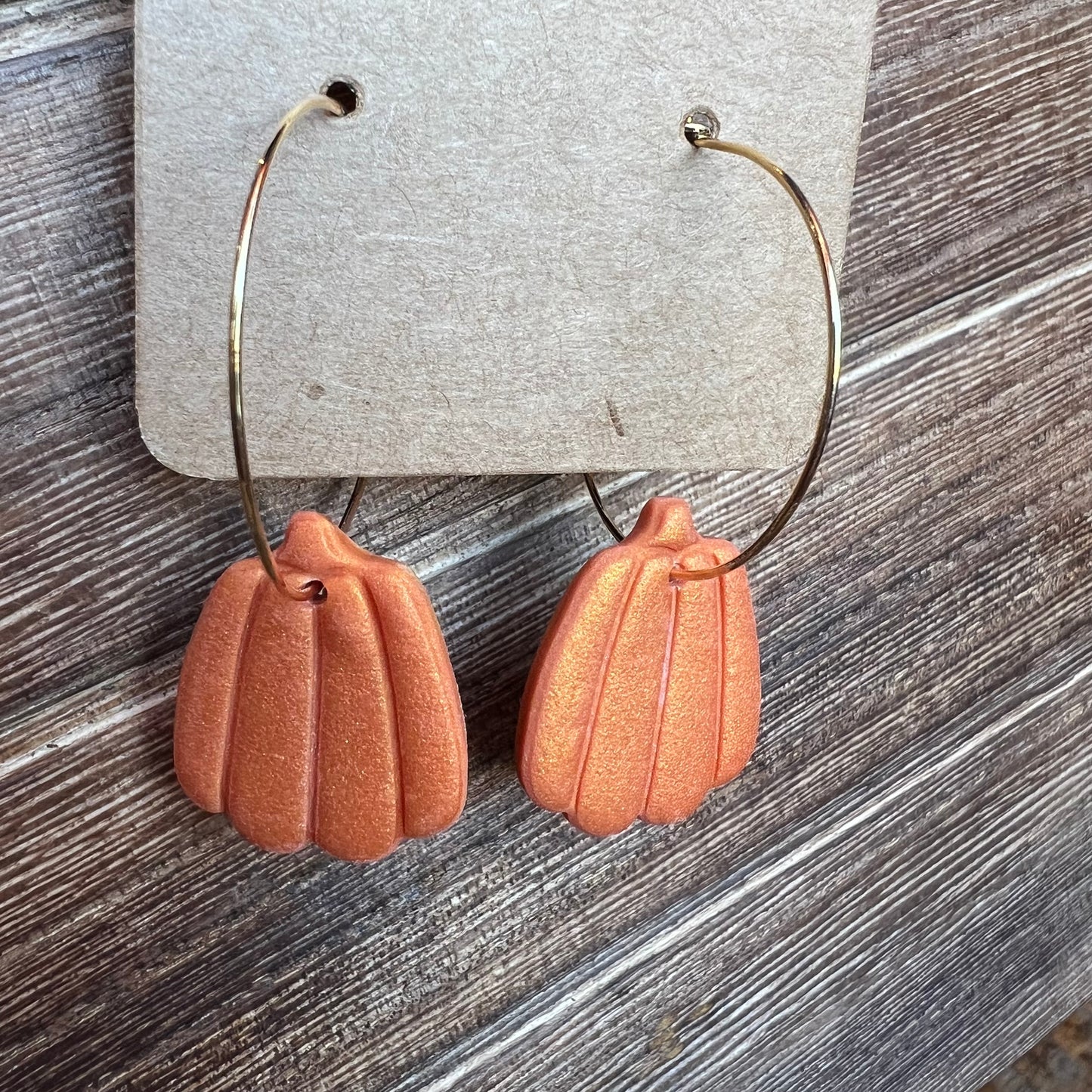 Oval Pumpkin Hoop Drop Earrings - Boswelly Design