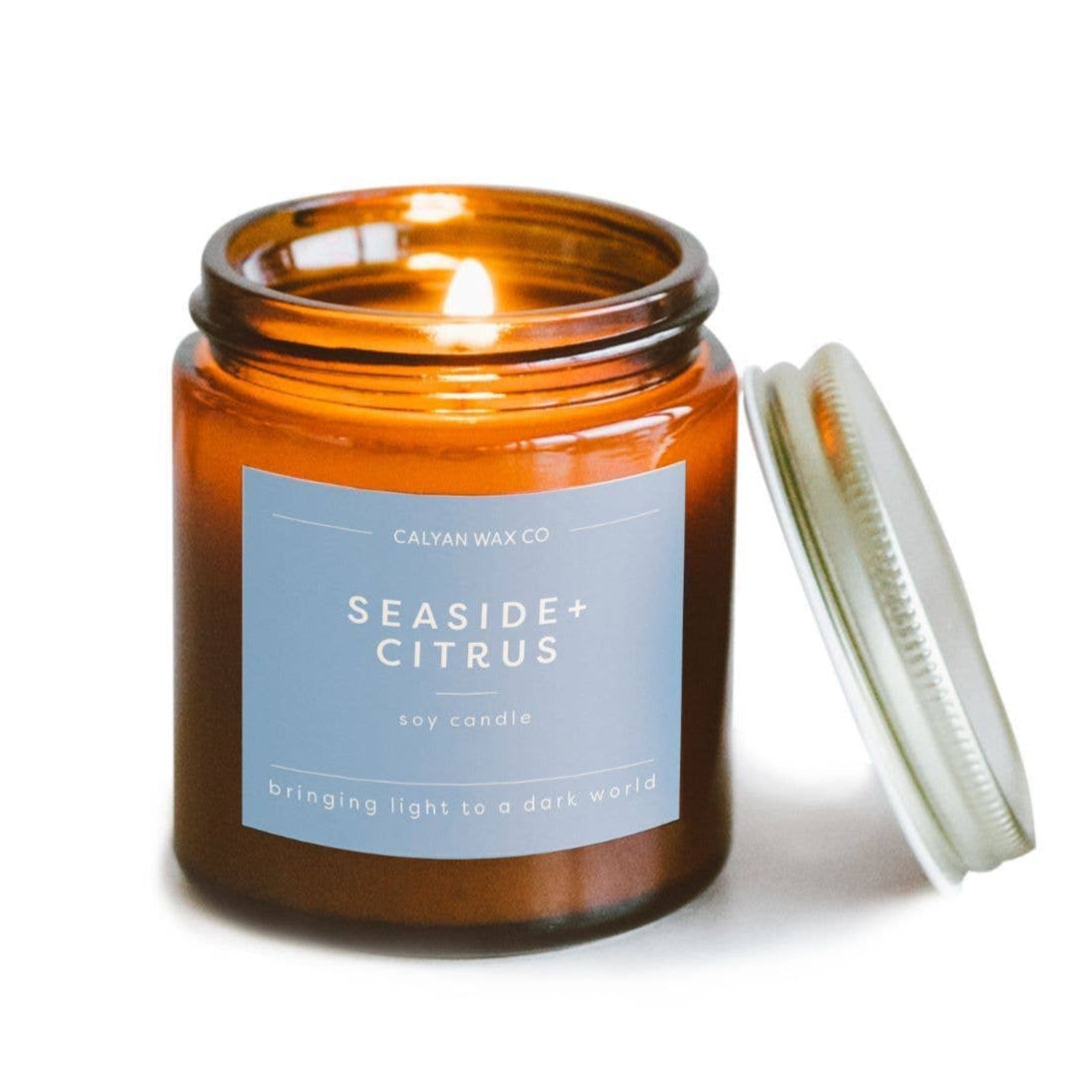 Seaside + Citrus Soy Candle (Mini) - 23 Hour Burn Time, Amber Jar, Refreshing Scent