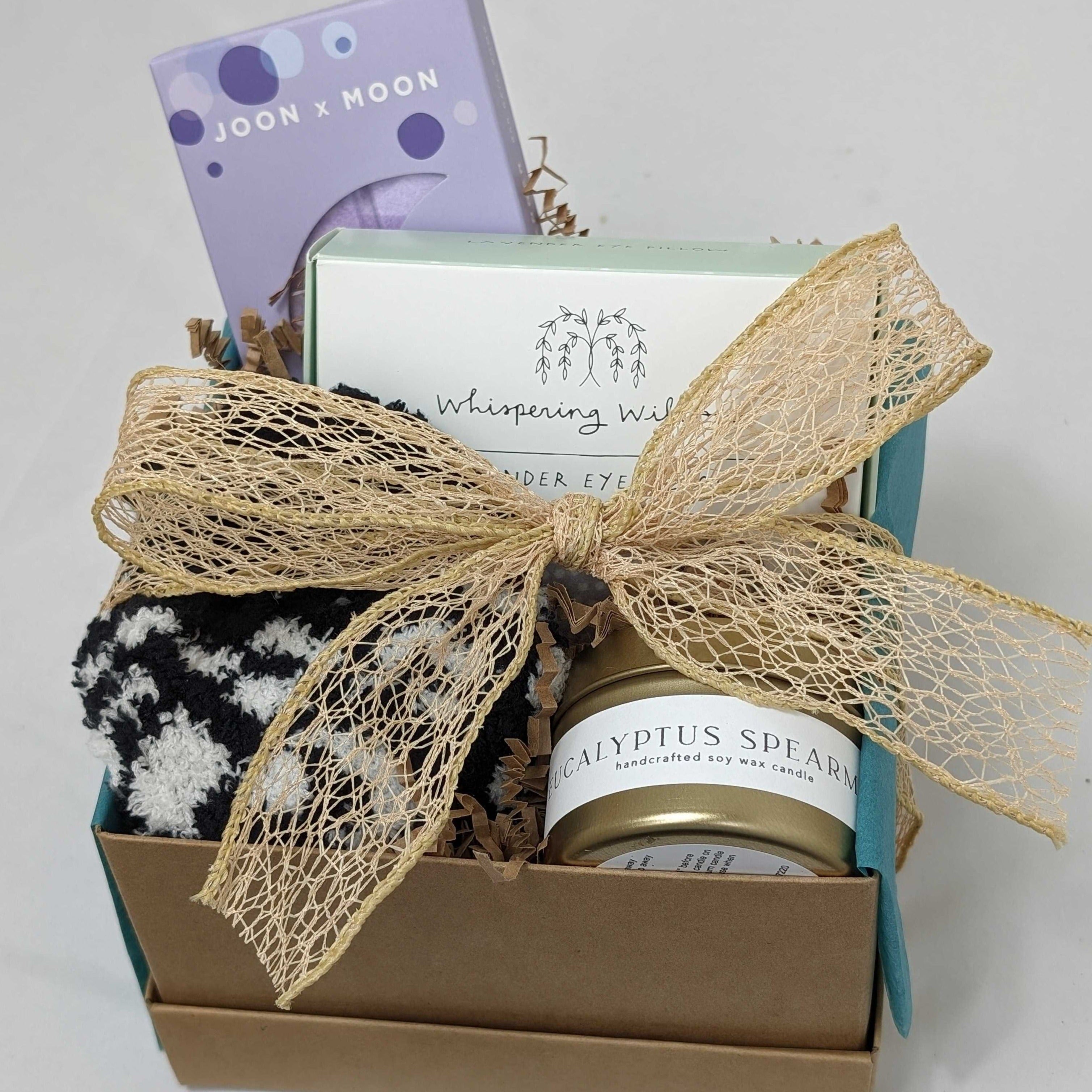 Be Well Gift bundle with candle, bath bomb bar, socks and lavender neck wrap