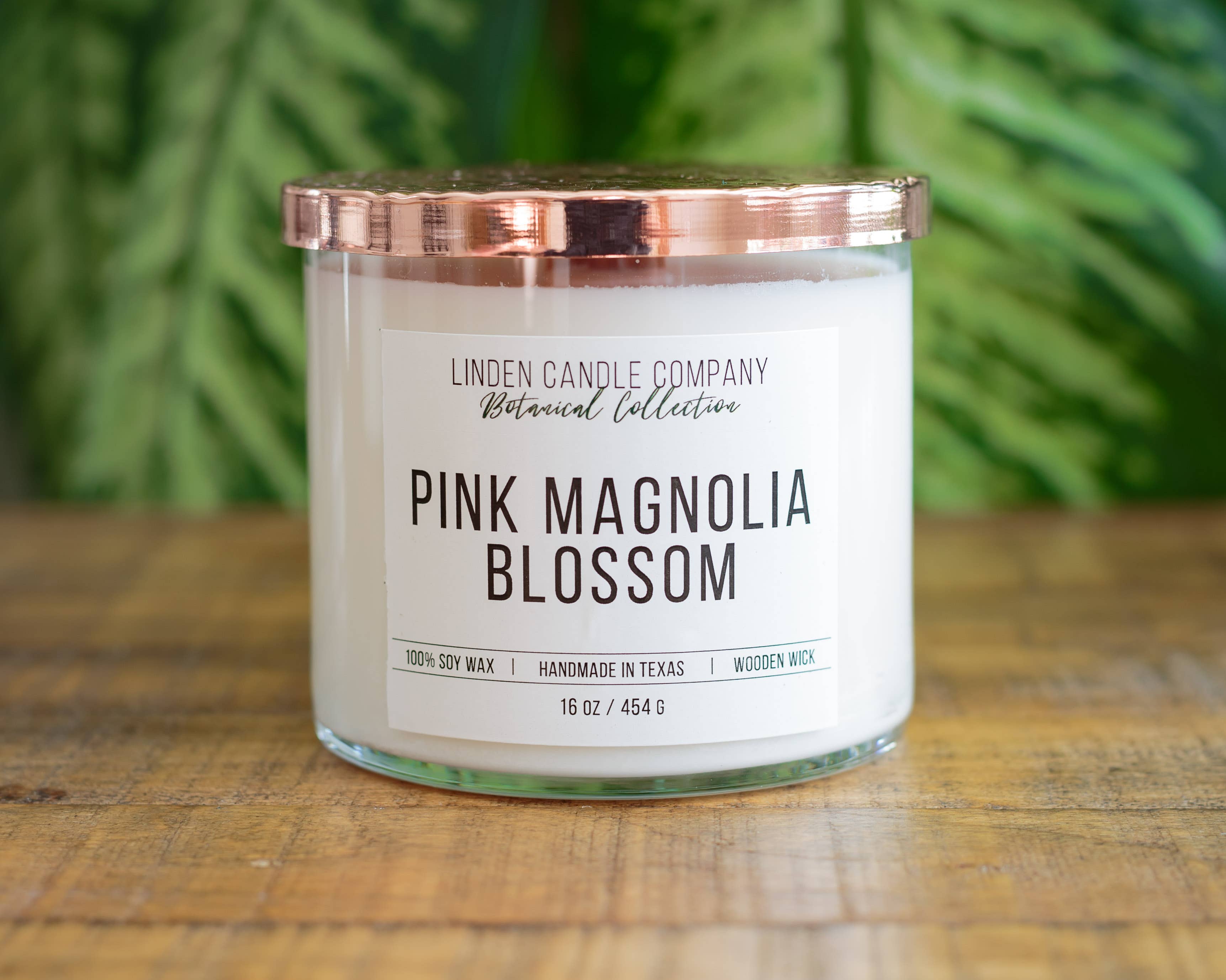 Pink Magnolia Blossom Soy Candle (16oz) - Clean Burn, Non-Toxic, Wood Wick