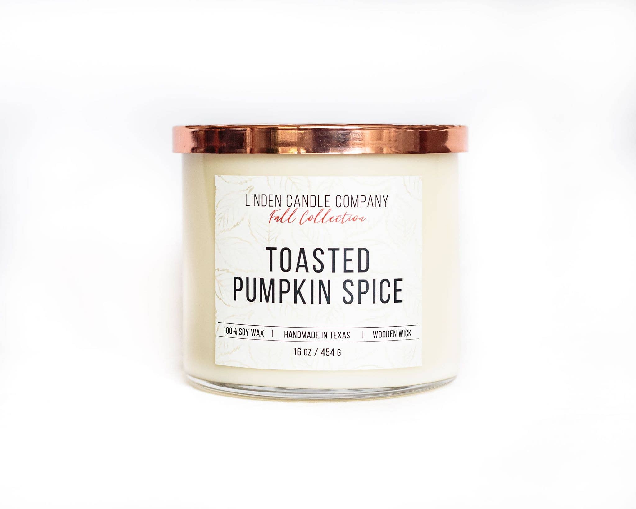 Toasted Pumpkin Spice 16oz Fall Candle with Hammered Copper Lid