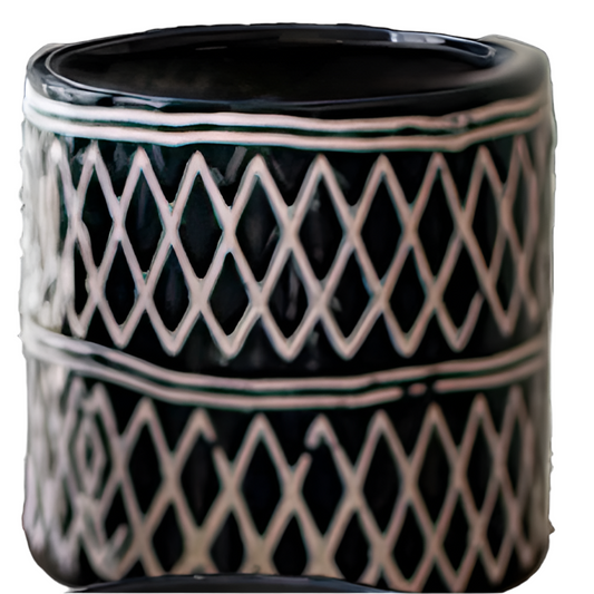 Ceramic Pot- Navy- 4"