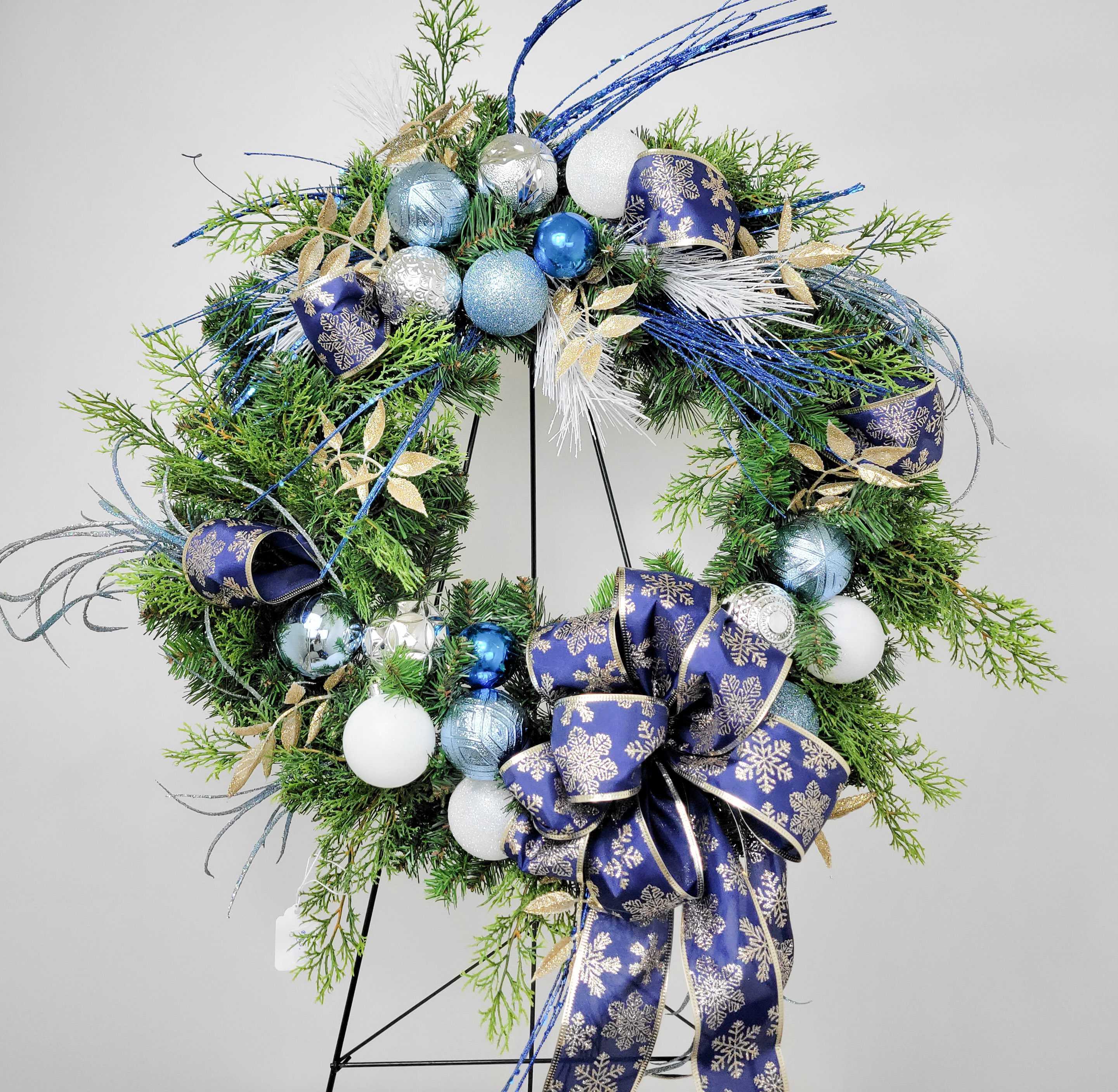 Blue Christmas Holiday Wreath