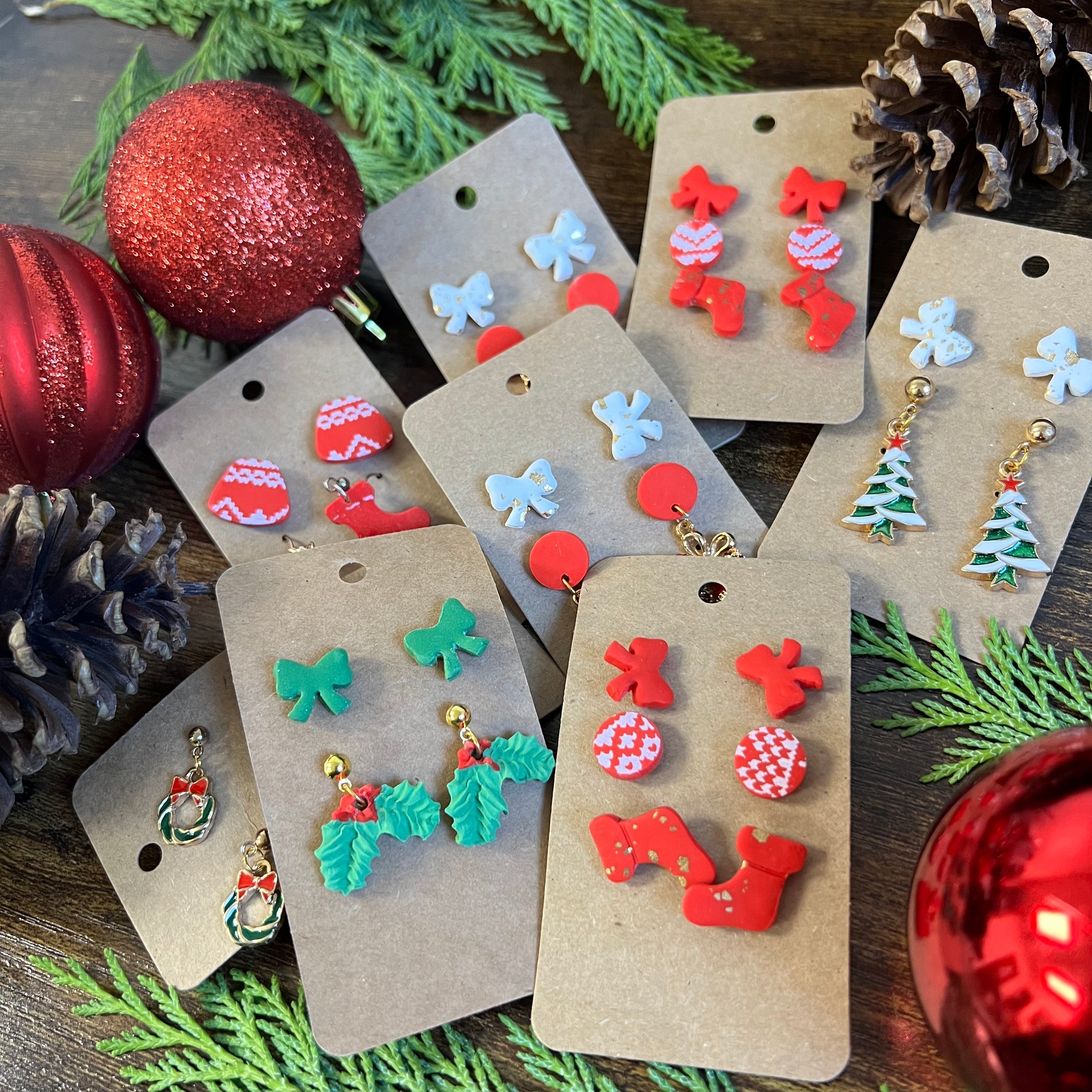 Christmas Mistletoe Drop & Stud Earrings - Boswelly Design