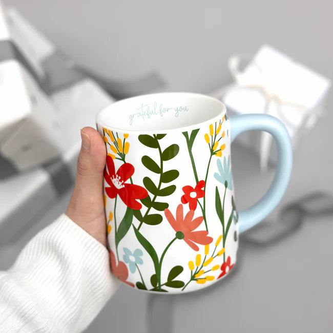 Grateful For You Floral Mug