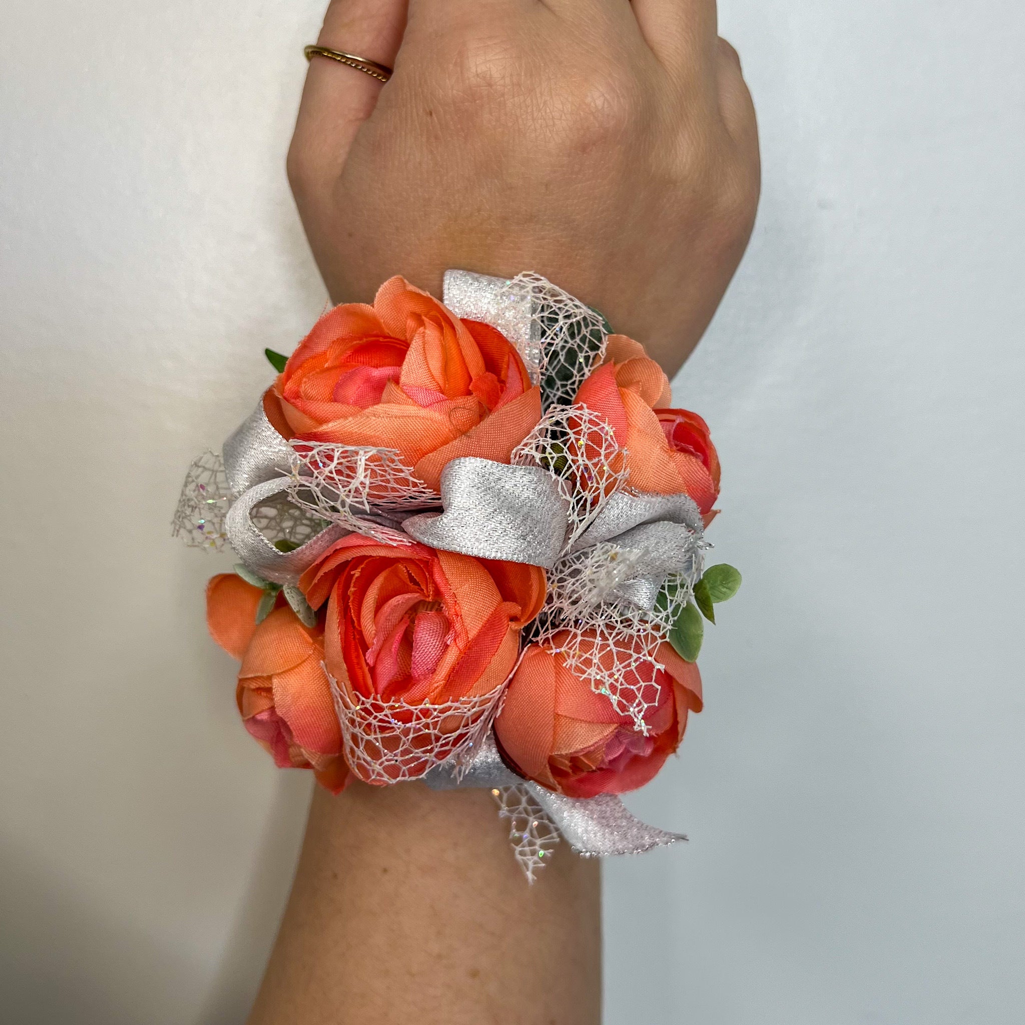 Coral Corsage and Boutonniere Set