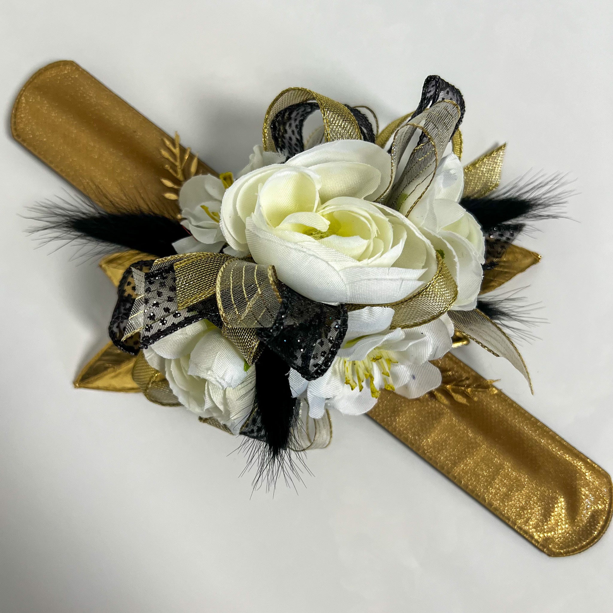 Gold and Black Corsage and Boutonniere Set