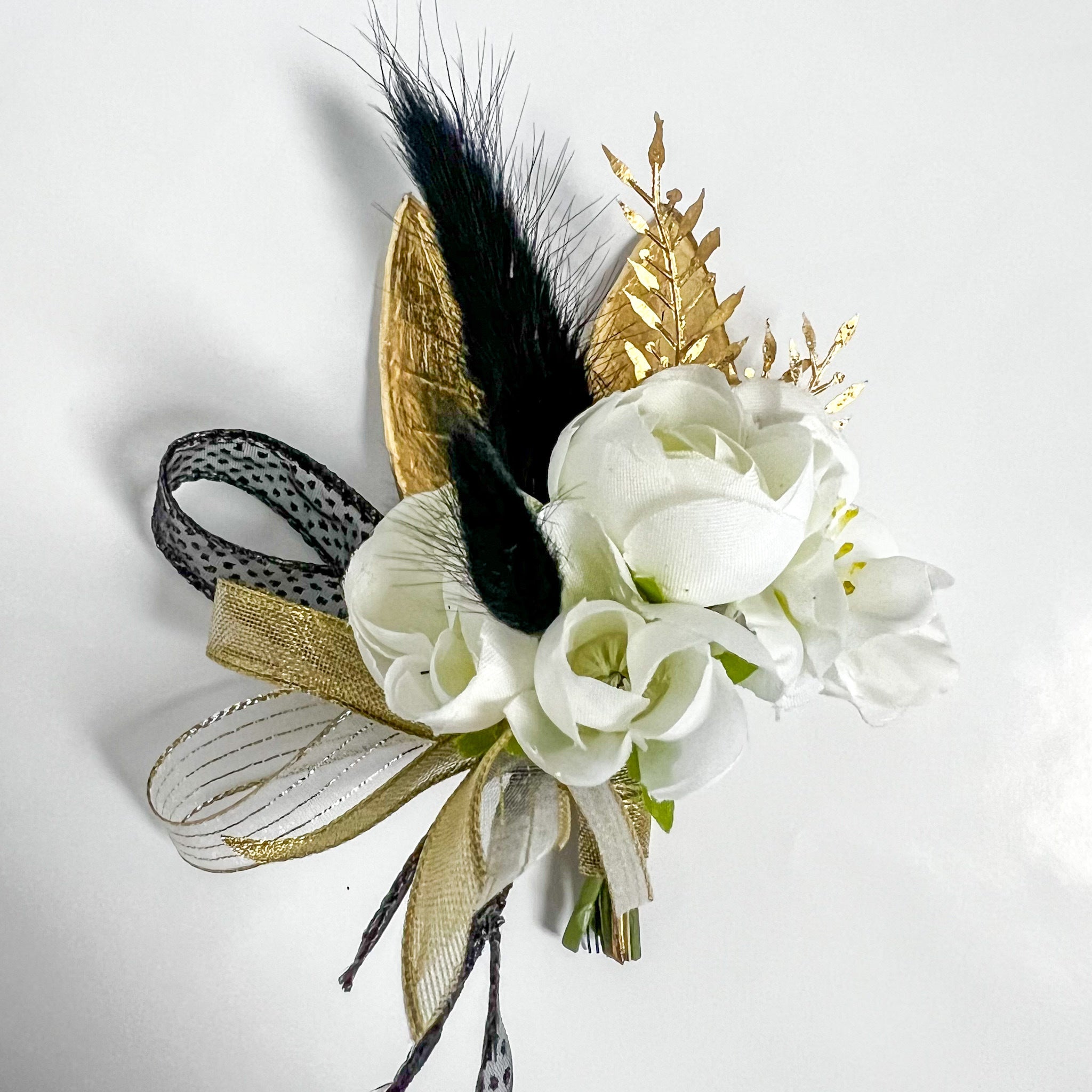 Gold and Black Corsage and Boutonniere Set