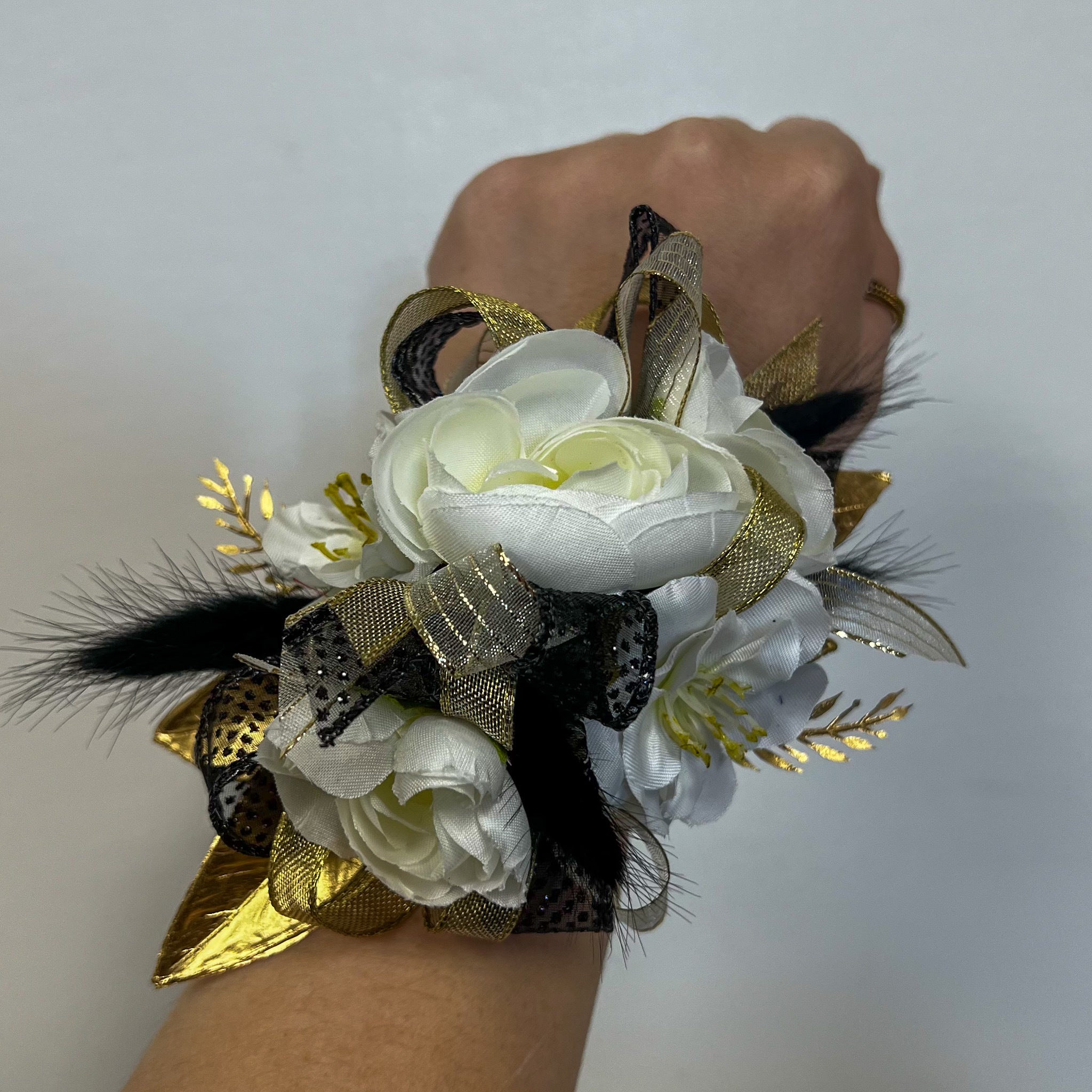 Gold and Black Corsage and Boutonniere Set