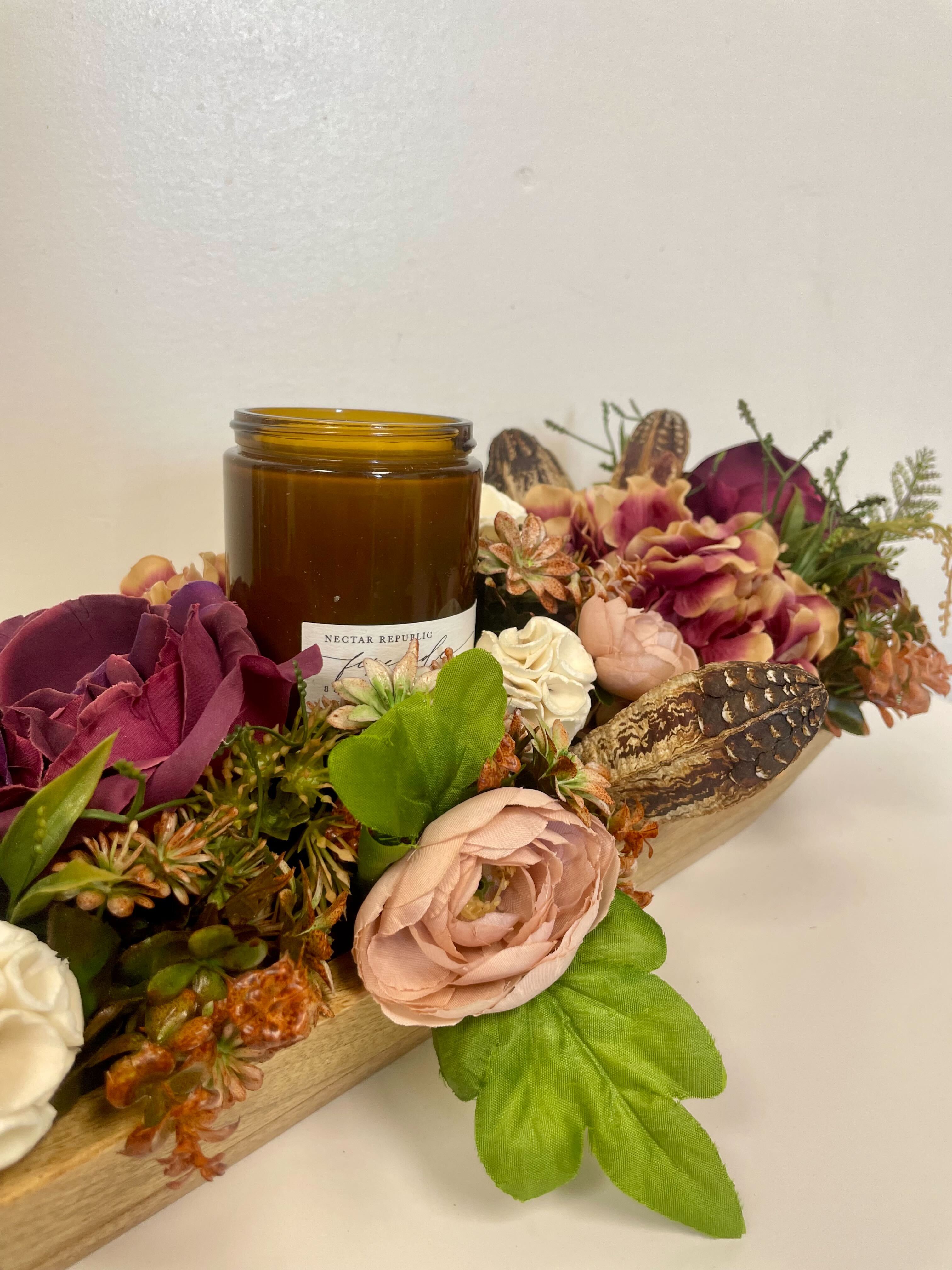 Wood Bowl Centerpiece With Candle