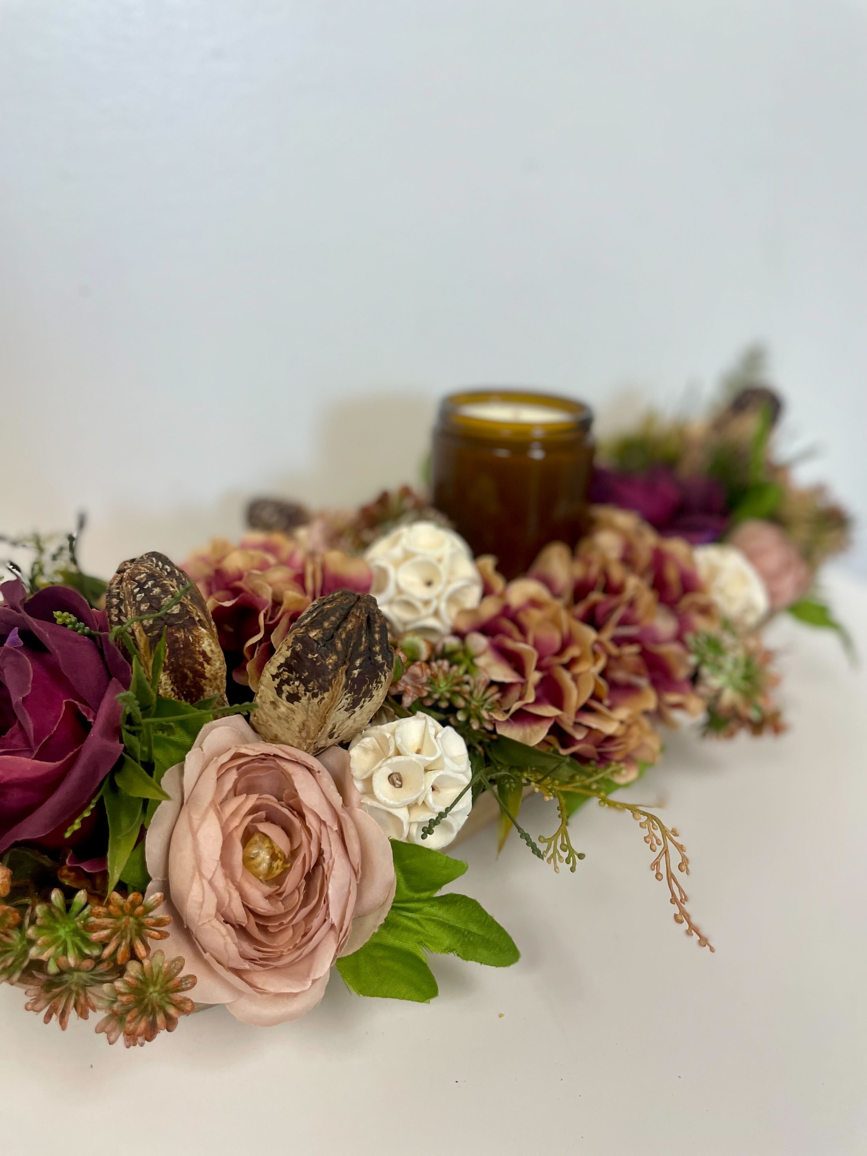 Wood Bowl Centerpiece With Candle