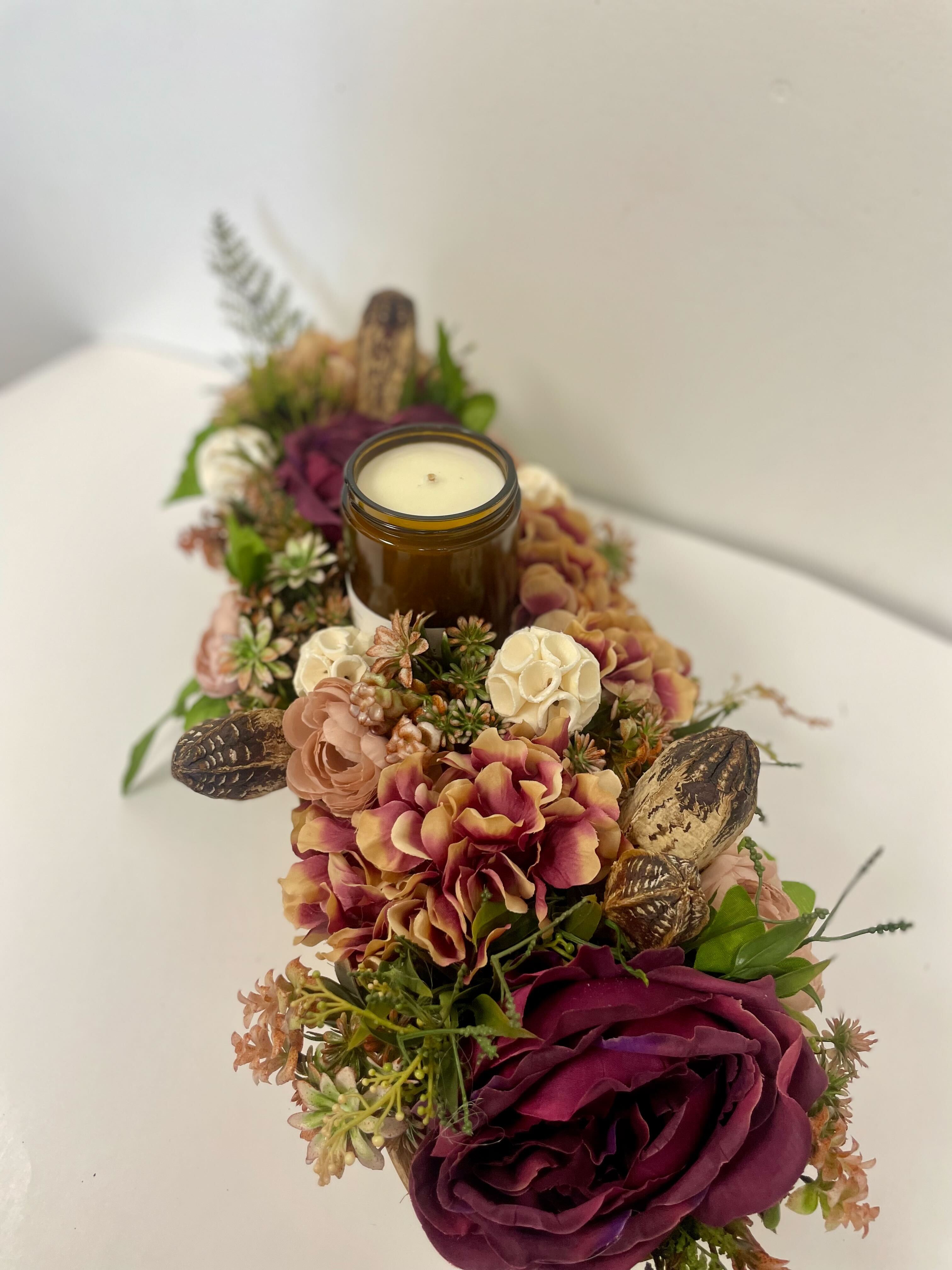 Wood Bowl Centerpiece With Candle