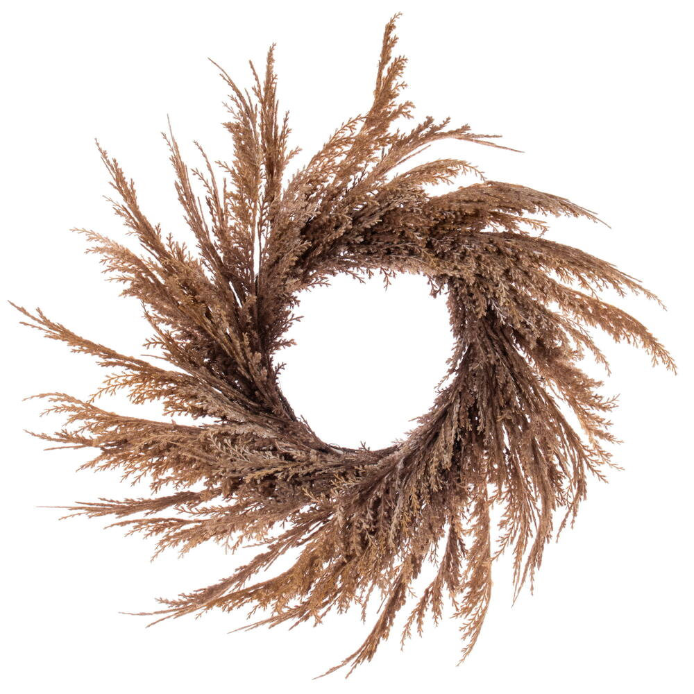 20" Faux Mocha Brown Colored Pampas Grass Wreath