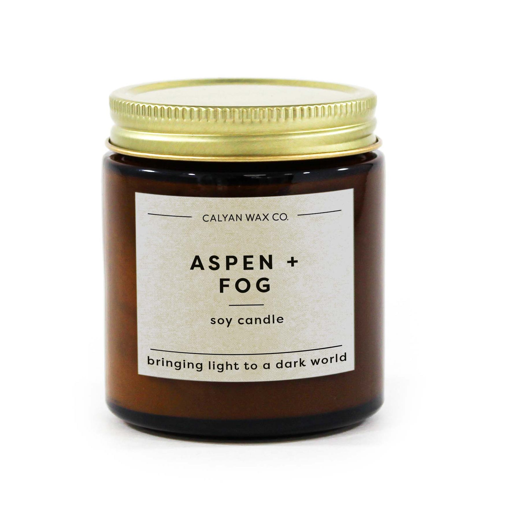 Aspen Fog Soy Candle (3.1 oz) - Mini Amber Jar, Mountain Cabin Scent