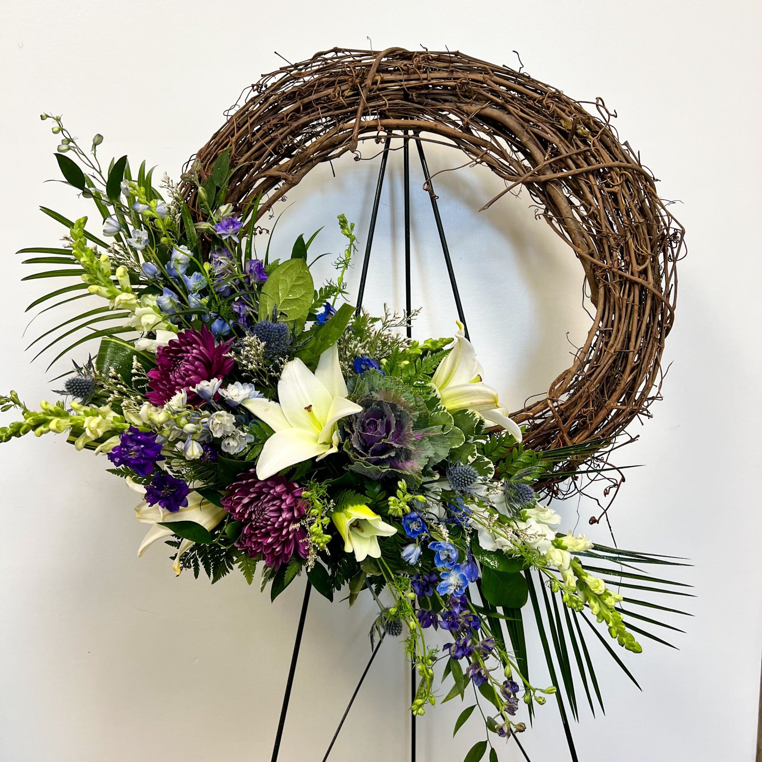 Grapevine Wreath with Fresh Flowers