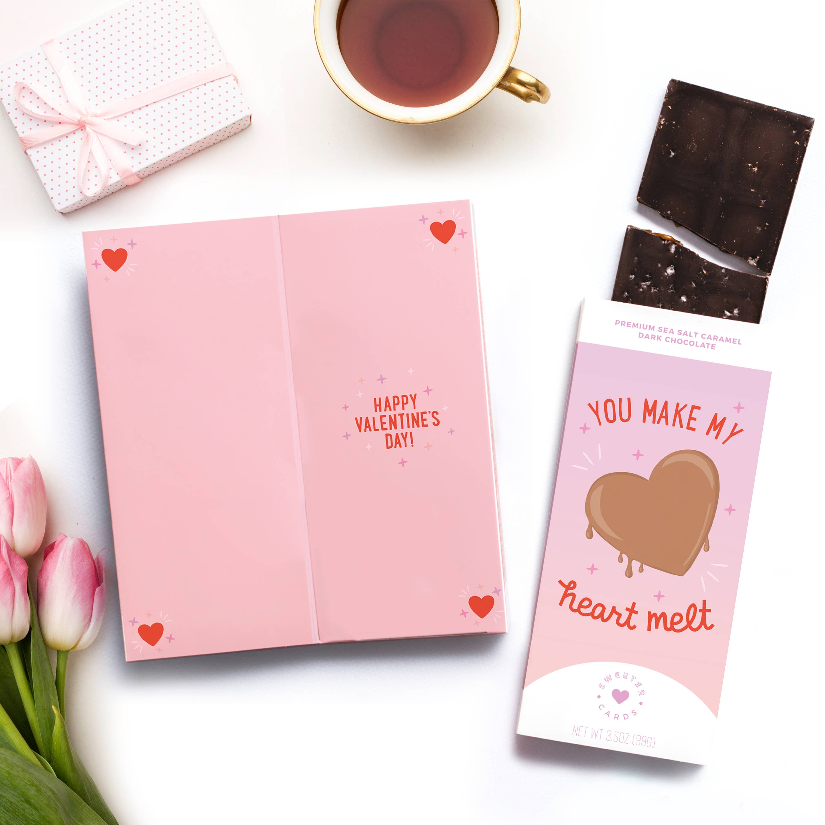 Valentine's Day Card With Chocolate Bar – Make My Heart Melt
